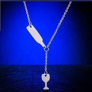 Wine Beer Cup Bottle Pendant Stainless Stell Neckl